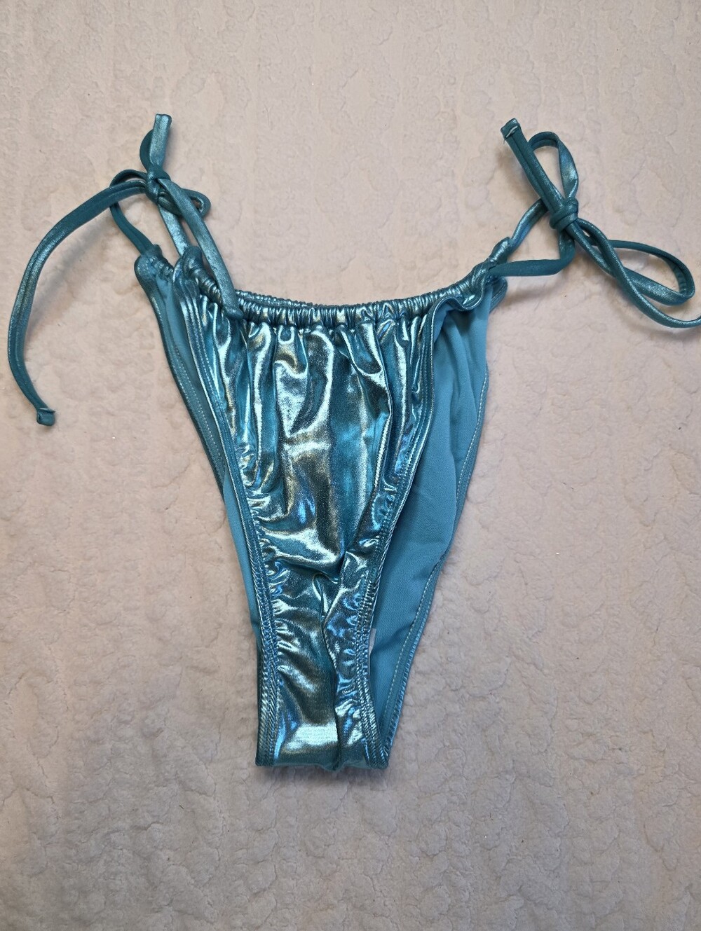 Wild Fable Metallic Aqua Side Tie Bikini Bottom NWT Size L